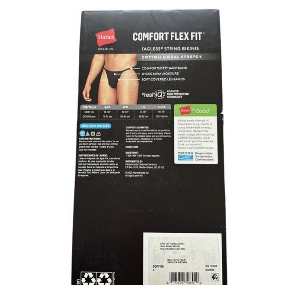 Hanes Comfort Flex Fit Mens String Bikini Underwear 6 Pack SMALL (4141) - Picture 4 of 6